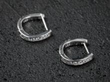 Mens Sterling Silver Cushion Cut Huggie Hoop Earring SJ7918