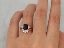 3Ct Emerald Cut Black Diamond Solitaire Engagement Ring 14K Rose Gold Finish SJ7962