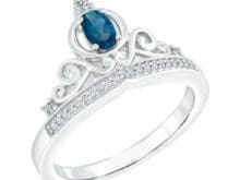 Enchanted Disney Cinderella 0.10 CT Blue Diamond Ring Sterling Silver SJ8088