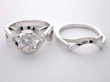 1 Ct White Round Cut Diamond Engagement Ring 925 Silver Woman Wedding Bridal Set SJ8098