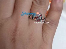 Ruby Red & Black Diamond Harley Quinn fan Cocktail Engagement Ring Comic Book Wedding SJ8185