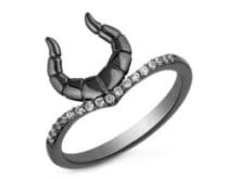 Enchanted Disney Villains Maleficent Horn 0.10ct Black Round Diamond Silver Ring SJ8433