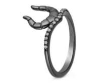 Enchanted Disney Villains Maleficent Horn 0.10ct Black Round Diamond Silver Ring SJ8433