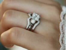 1.50ct White Princess Cut Diamond Skull Engagement Wedding Trio Ring Set Silver SJ8907