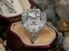 Estate 1920 Antique Art Deco 2.50 CT Diamond Engagement Ring 14k White Gold FN SJ8909