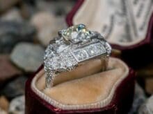 Estate 1920 Antique Art Deco 2.50 CT Diamond Engagement Ring 14k White Gold FN SJ8909