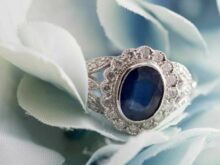 Art Deco Ring, 2 Carat Stunning Art Deco Blue Simulated Center Stone statement ring In Solid 925 Sterling Silver, Art Deco Jewellery SJ2181