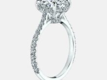 5.25Ct Oval Cut Diamond Hidden Halo Engagement Ring Solid 14K White Gold SJ7138