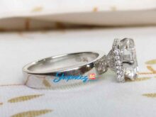 Radiant/Emerald Cut Moissanite Compass Prong Engagement Ring, 5 Ct Diamond Ring for Anniversary Gift, Hidden Halo Ring SJ8927