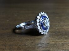 Antique Art Deco Ring, Vintage Ring, Sapphire & Diamonds Ring, Engagement / Wedding Ring, Solid 925 Sterling Silver Ring, Women's Ring SJ2511