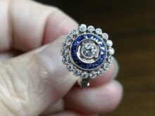 Antique Art Deco Ring, Vintage Ring, Sapphire & Diamonds Ring, Engagement / Wedding Ring, Solid 925 Sterling Silver Ring, Women's Ring SJ2511