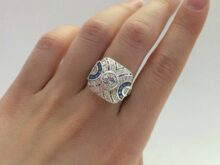 0.82TCW moissanite ring, Vintage ring, Round cut ring, Art Deco ring, engagement ring, octagonal ring, 925 Silver ring,moissanite ring SJ2539