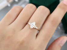 Marquise cut Moissanite engagement ring vintage yellow gold Unique Cluster engagement ring women diamond wedding Bridal Anniversary gift sJ2562