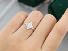 Marquise cut Moissanite engagement ring vintage yellow gold Unique Cluster engagement ring women diamond wedding Bridal Anniversary gift sJ2562