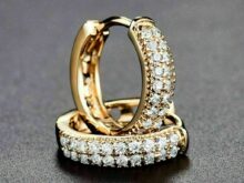 1.00 Ct Round Cut Diamond Huggie Hoop Earrings Solid 14K Yellow Gold Finish SJ2674