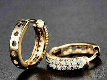 1.00 Ct Round Cut Diamond Huggie Hoop Earrings Solid 14K Yellow Gold Finish SJ2674