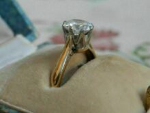 Vintage 1.00 Ct Round Cut Diamond Solitaire Engagement Ring 14K Yellow Gold Over SJ2675