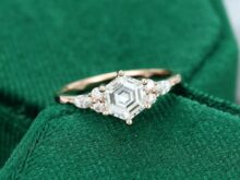 Hexagon cut Moissanite engagement ring rose gold vintage Unique Marquise diamond Cluster engagement ring delicate wedding Bridal ring SJ2681