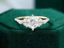 Hexagon cut Moissanite engagement ring rose gold vintage Unique Marquise diamond Cluster engagement ring delicate wedding Bridal ring SJ2681