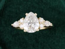 7*9mm Pear shaped Moissanite engagement ring vintage Unique Cluster yellow gold engagement ring women Marquise cut diamond Promise ring SJ2684