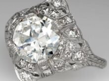 Antique Circa 1910 2.21 CT Round Cut Simulated Diamond Engagement Ring In Ornate SJ2749