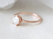 Solitaire Ring, 1.5 CT Round Cut Simulated Diamond Ring, Engagement Wedding Ring, 6 Prong Setting Ring, Anniversary Ring, Rose Gold Over SJ2755