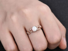 Vintage Opal Ring October Birthstone Ring Rose Gold Opal Engagement Ring Art Deco Women Wedding Ring White Fire Opal Ring Promise Ring SJ10001