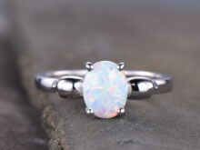 Opal Ring Dainty Opal Engagement Ring Skull Ring Sterling Silver Opal Ring Gold Opal Ring October Birthstone Anniversary Gift SJ10002