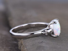 Opal Ring Dainty Opal Engagement Ring Skull Ring Sterling Silver Opal Ring Gold Opal Ring October Birthstone Anniversary Gift SJ10002