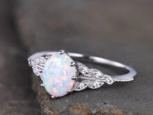 Oval Opal Ring, Vintage Opal Engagement Ring, White Opal Silver Jewelry, Gold Opal Ring, Women's Opal Ring, October Birthstone SJ8998