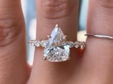 4.00 Ct Trilliant Cut Colorless Moissanite Wedding Ring, 14KT Yellow Gold Ring, 5 Prong Set Ring, Moissanite Engagement Ring, Proposal Ring SJ10064