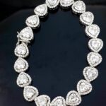 Halo 8 CT White Heart Cut Moissanite 10K White Gold Love Women's Tennis Bracelet SJ10683