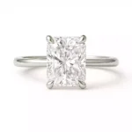 1.50 carat radiant cut lab-grown diamond solitaire engagement ring in 18K white gold - front view