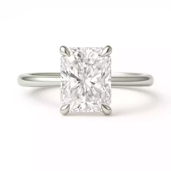 1.50 carat radiant cut lab-grown diamond solitaire engagement ring in 18K white gold - front view