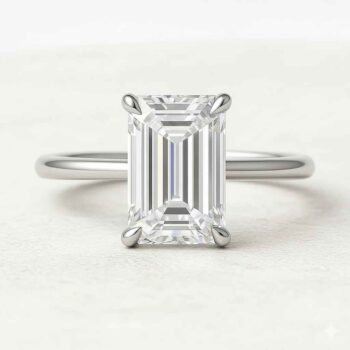1.50 Carat Emerald Cut Lab Grown Diamond Ring in 18K White Gold | CVD Certified