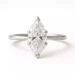Marquise cut lab-grown diamond solitaire ring in white gold – front view