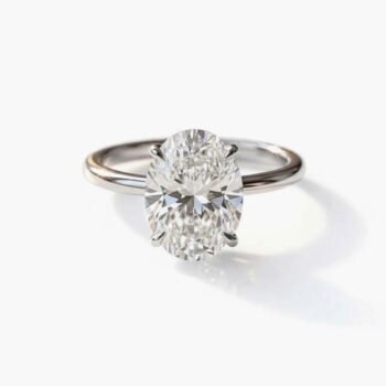 3 Carat Oval Lab Grown Diamond Engagement Ring in 10K/14K/18K Gold | IGI Certified Minimalist Prong Setting