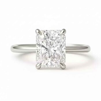 1.50 Carat Radiant Cut Lab Grown Diamond Ring in 18K White Gold | CVD Certified