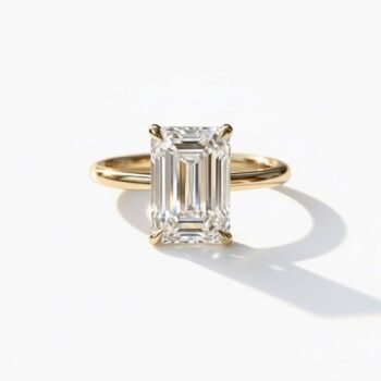 1.50 Carat Emerald Cut Lab Grown Diamond Ring in 18K White Gold | IGI Certified