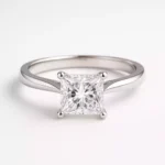 Princess cut lab-grown diamond solitaire ring in white gold – front angle view