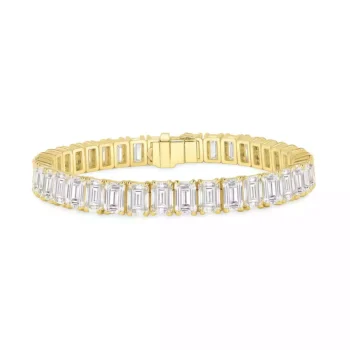 Emerald cut lab-grown diamond tennis bracelet in 18K yellow gold with secure clasp – luxury jewelry for women
