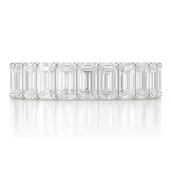 Front view of white gold eternity band with 5x3mm emerald cut lab diamonds set in continuous row