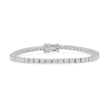 Round cut lab-grown diamond tennis bracelet in white gold with secure clasp – elegant fine jewelry for women