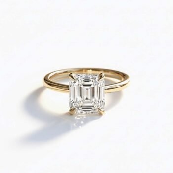 Asscher Cut 1.50ct EF VS1 Certified CVD Lab Diamond Ring in 18K White Gold – Solitaire Engagement Ring  IGI Certified