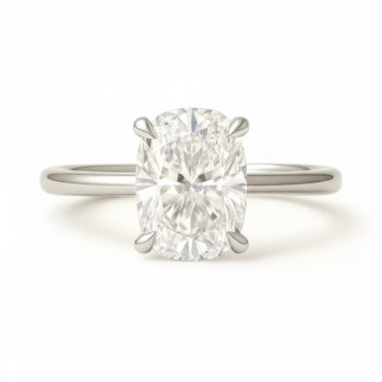 Elongated Cushion Cut 1.50ct EF VS1 CVD Lab Diamond Ring in 18K White Gold – Solitaire Engagement Ring