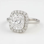 Cushion Cut 2.50ct EF VS1 Certified CVD Lab Diamond Halo Ring in 18K White Gold – Elegant Engagement Ring