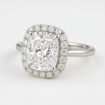 Cushion Cut 2.50ct EF VS1 Certified CVD Lab Diamond Halo Ring in 18K White Gold – Elegant Engagement Ring