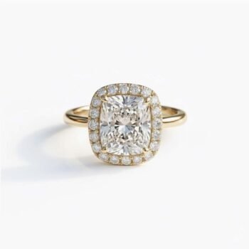 Cushion Cut 2.50ct EF VS1 Certified CVD Lab Diamond Halo Ring in 18K White Gold – Elegant Engagement Ring  IGI Certified