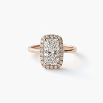 Elongated Cushion Cut 1.50ct EF VS1 CVD Lab Diamond Halo Ring in 18K White Gold – Modern Engagement Ring  IGI Certified