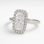 Elongated Cushion Cut 1.50ct EF VS1 CVD Lab Diamond Halo Ring in 18K White Gold – Modern Engagement Ring